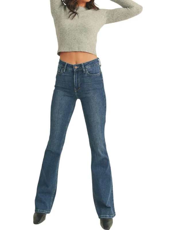 Exquisite Women's Wear Sale High Rise Skinny Flare Jeans In Dark Wash Denim