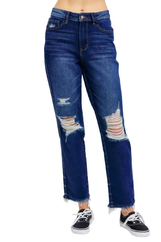 Eco Friendly Fashion Sale High Waist Straight Jeans In Dark