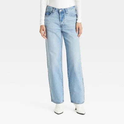 Seasonal Sale New - Women's Mid-Rise Studded 90's Baggy Jeans - Universal Thread