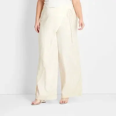 Style Redefined Open Box - Future Collective with Jenee Naylor Women's Mid Rise Wide Leg Full Sarong Pants