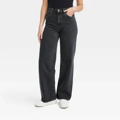 Summer Fashion Open Box - Universal Thread Women's High Waisted Wide Leg Cropped High-Rise Jeans