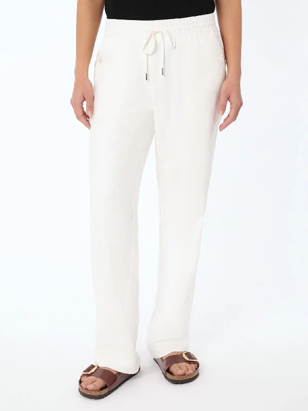 Final Clearance Pull On Drawstring Trouser, Solid Linen Viscose