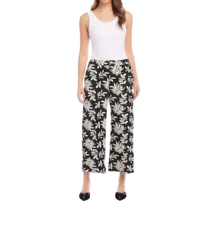 Luxe Women's Apparel Rylie Crop Pant In Black/cream