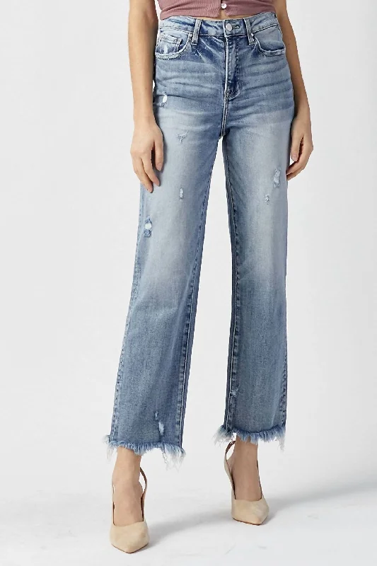 Graceful Drape Stacey Hi Rise Straight Jeans In Blue