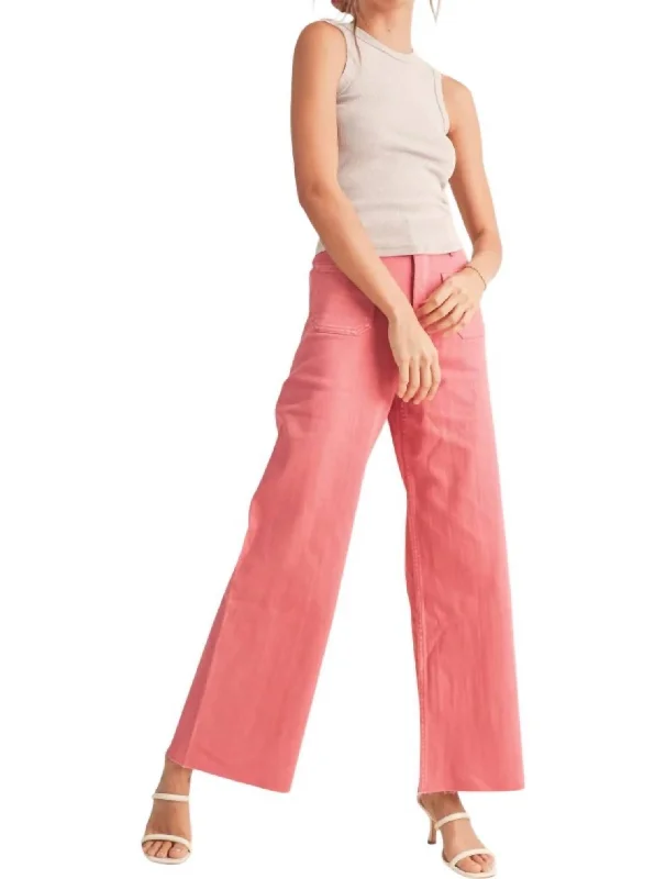 Day-To-Night Styles Straight Wide Leg Pants In Raspberry