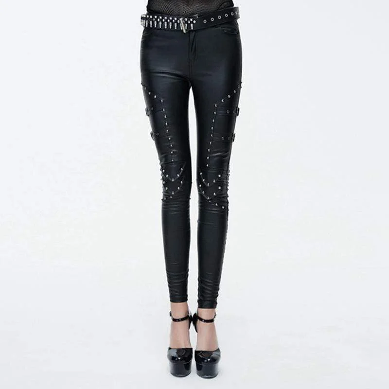 All Season Basics Discount Women's Studded Punk Pants