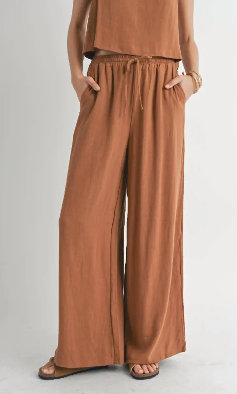 Unleash Your Trendy Side Sugarloaf Linen Pants In Brown