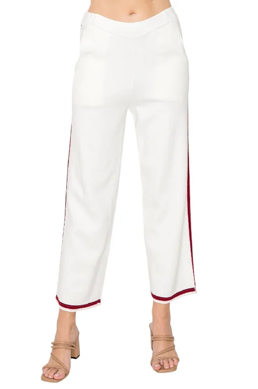 Special Occasion Wear Sylvia Knitted Ribbed Pant In White