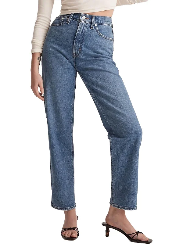 Budget Saver The Perfect Vintage Womens High-Rise Distressed Straight Leg Jeans