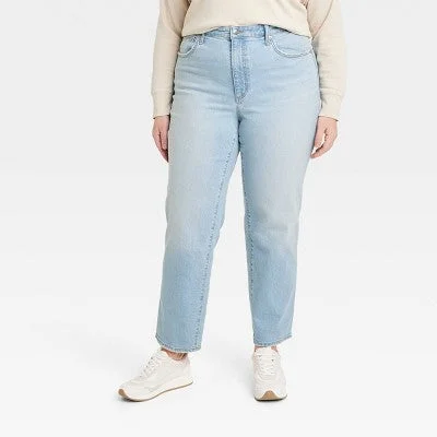 Spring Fashion Universal Thread Women's High Waisted Straight Cargo Jeans 90's Vintage, Light Wash