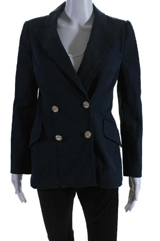 Classic Women's Fashion Derek Lam 10 Crosby Womens Double Breasted Pointed Lapel Jacket Navy