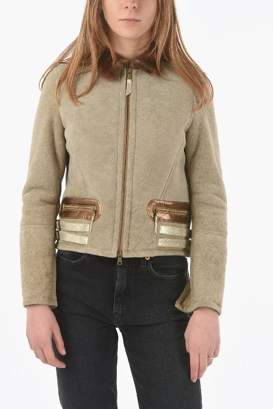 Feminine Soft - Hued Styles History Repeats Embroidered Shearling Jacket