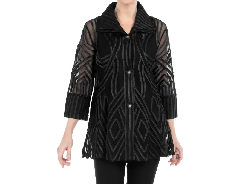 Feminine Allure Two-Tone Soutache Jacket In Black