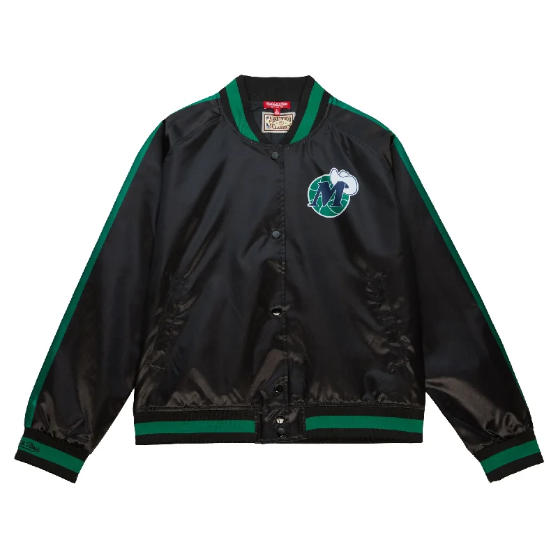 Seasonal Fashion DALLAS MAVERICKS MITCHELL & NESS WOMEN'S BLACK M-HAT SATIN JACKET